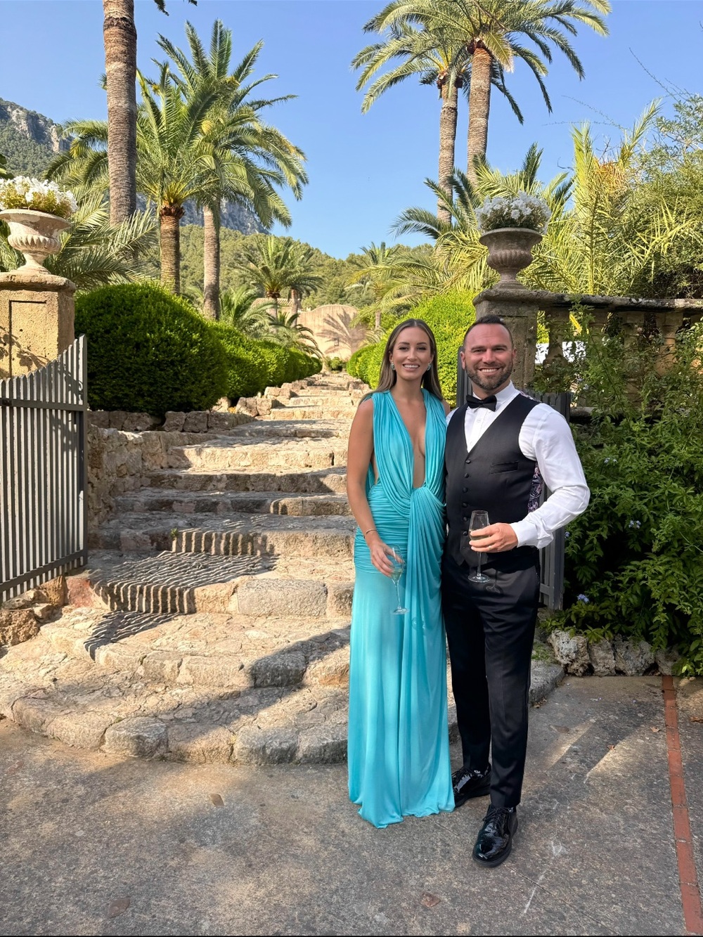 Christopher Esber Cyan Ripple Drape Gown